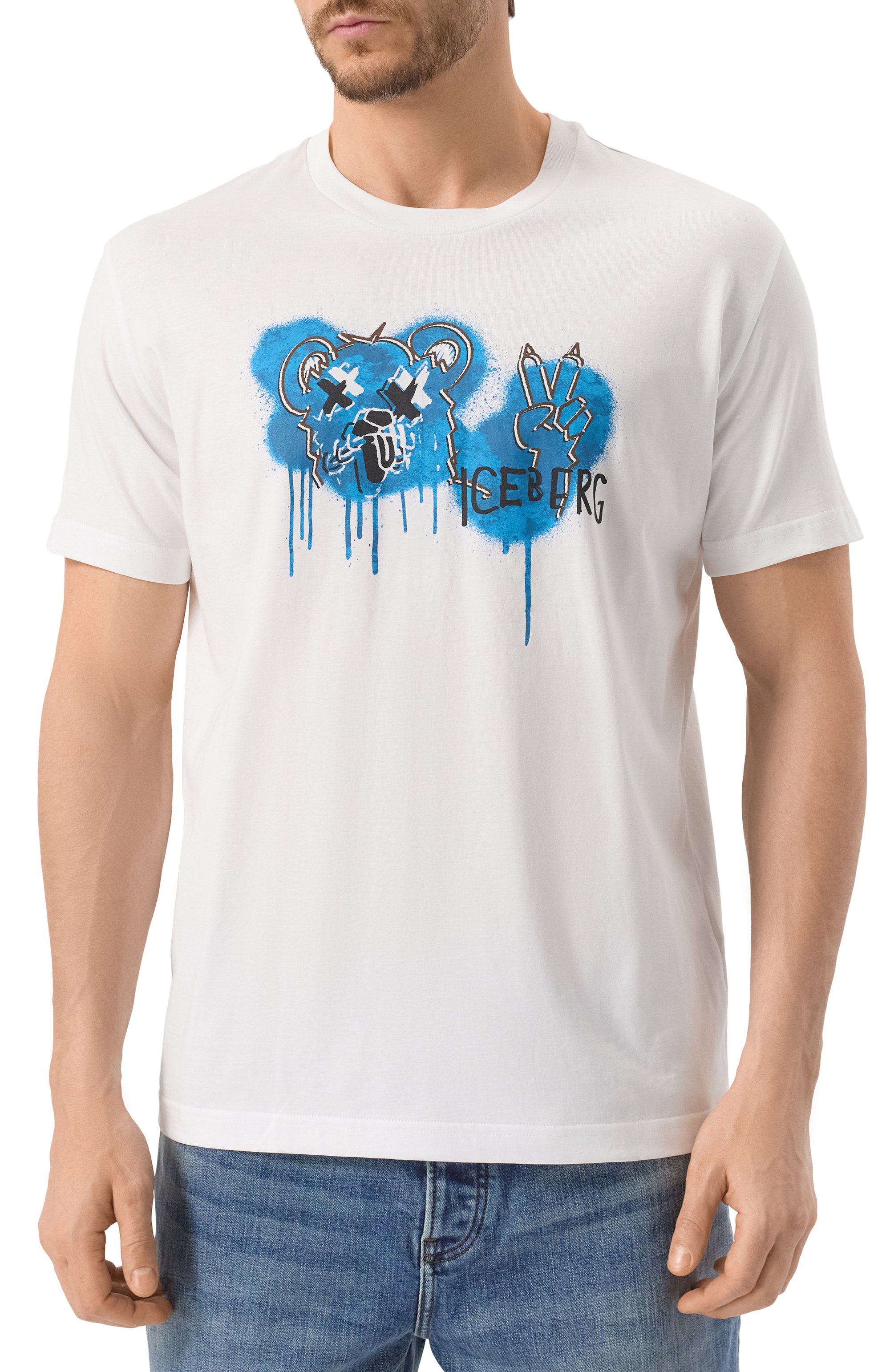 Хлопковая футболка ICEBERG белого цвета по цене 16450 руб., арт. F043/6306, фото 3 Хлопковая футболка ICEBERG, арт. F043/6306, фото 3