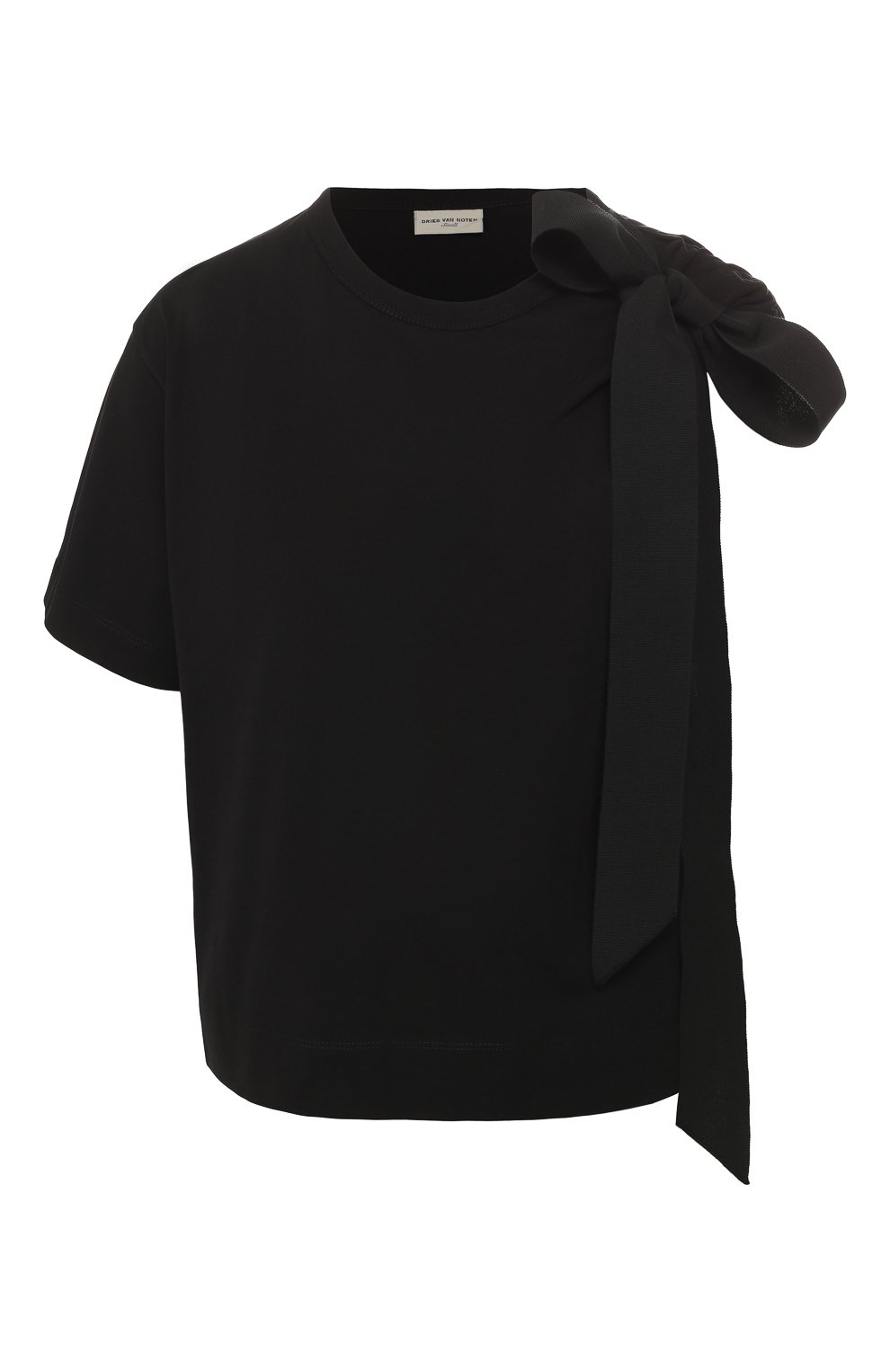 Хлопковая футболка DRIES VAN NOTEN черного цвета по цене 11050 руб., арт. 201-31170-9619, фото 1 Хлопковая футболка DRIES VAN NOTEN, арт. 201-31170-9619, фото 1