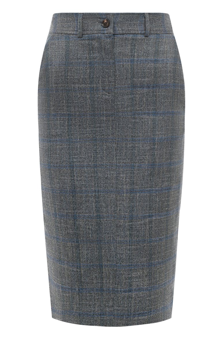 Женская юбка из шерсти и вискозы KITON синего цвета, арт. D50209K0511C | Фото 1 (Материал внешний: Вискоза, Шерсть; Материал подклада: Купро; Длина Ж (юбки, платья, шорты): До колена; Женское Кросс-КТ: Юбка-одежда, Юбка-карандаш)