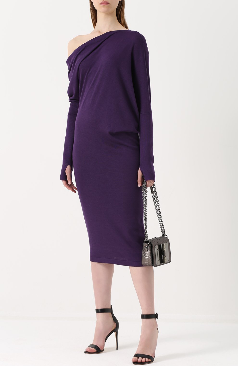 Кашемировое платье-миди с открытым плечом TOM FORD, арт. ACK145-YAX087, фото 2