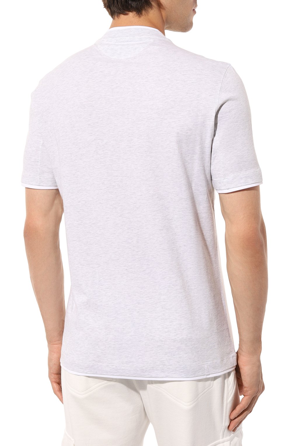 Хлопковая футболка BRUNELLO CUCINELLI светло-серого цвета по цене 36750 руб., арт. M0T617427, фото 4 Хлопковая футболка BRUNELLO CUCINELLI, арт. M0T617427, фото 4
