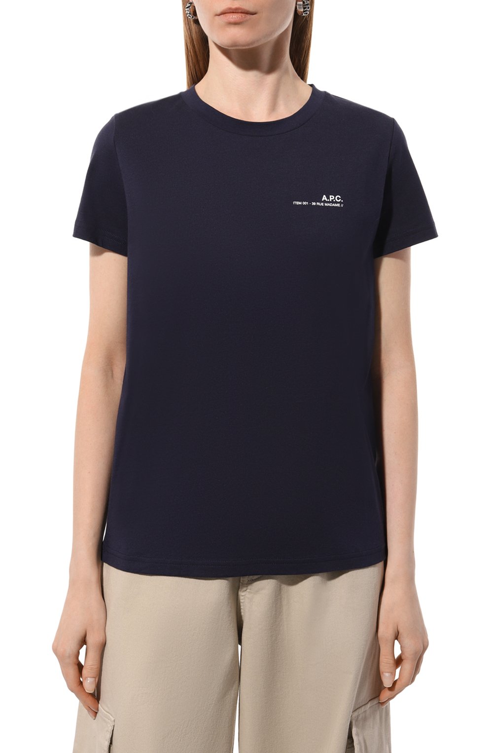 Хлопковая футболка A.P.C. темно-синего цвета по цене 9990 руб., арт. C0FBT-F26012, фото 3 Хлопковая футболка A.P.C., арт. C0FBT-F26012, фото 3