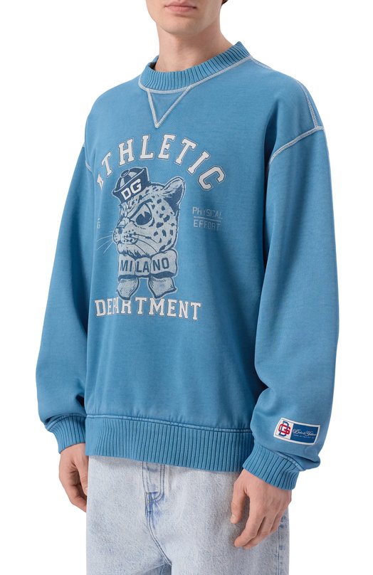 Хлопковый свитшот Dolce & Gabbana G9BZKT/G7P0U Синий  G9BZKT/G7P0U Фото 3