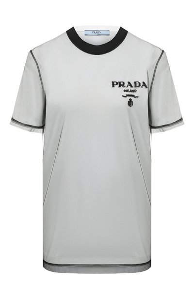 Женская хлопковая футболка PRADA, арт. 3579AR-1Z5S-F0964-221