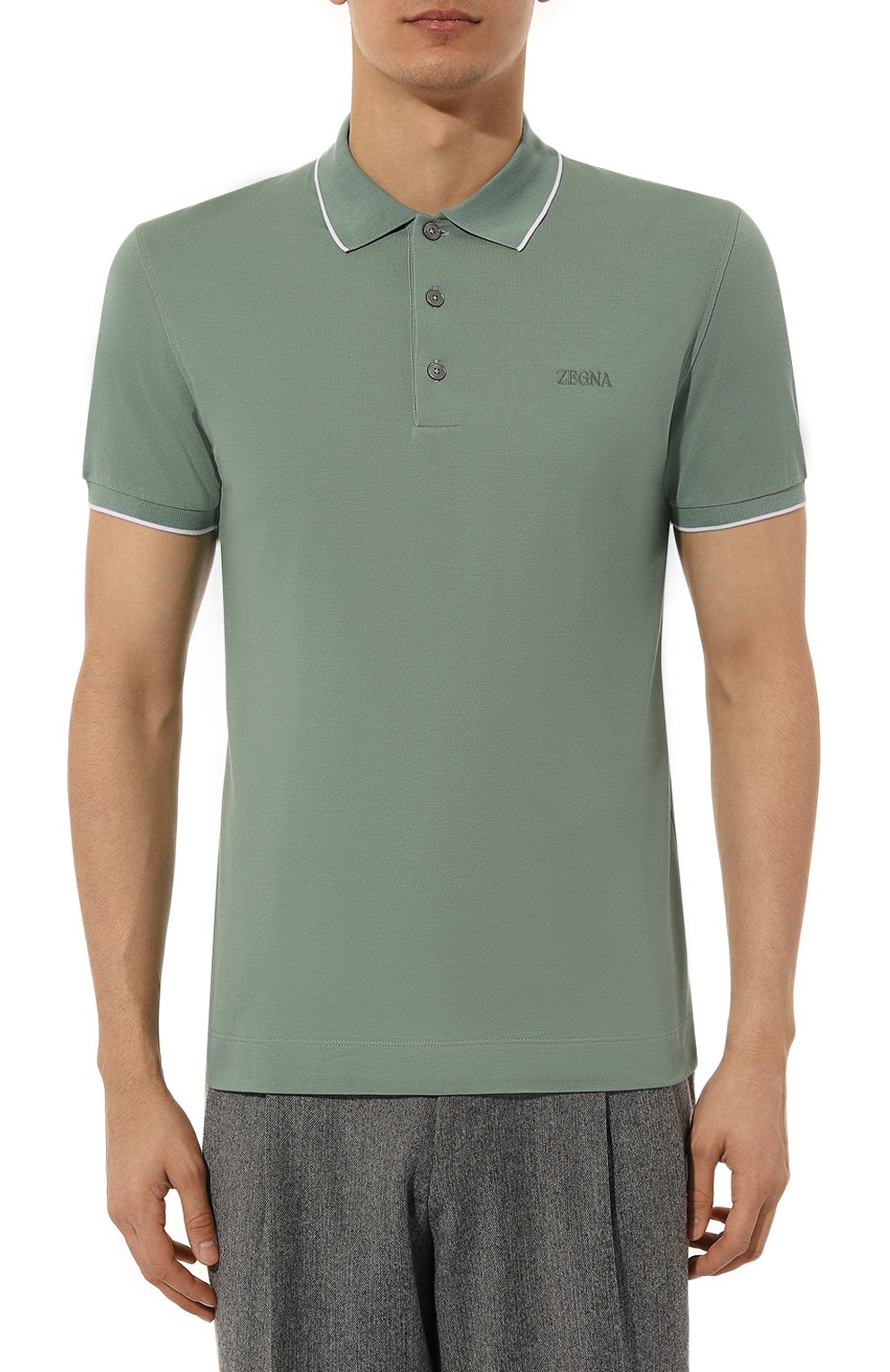 Хлопковое поло ZEGNA светло-зеленого цвета по цене 49950 руб., арт. UD358A7/D746, фото 3 Хлопковое поло ZEGNA, арт. UD358A7/D746, фото 3