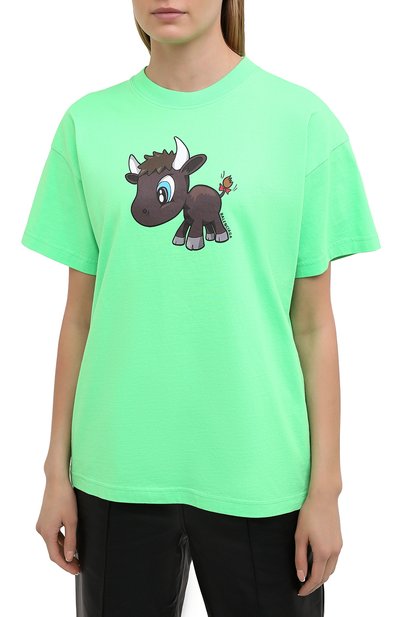 Хлопковая футболка BALENCIAGA зеленого цвета по цене 39950 руб., арт. 612965/TJVM9, фото 3 Хлопковая футболка BALENCIAGA, арт. 612965/TJVM9, фото 3