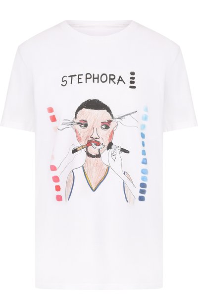 Женская хлопковая футболка с круглым вырезом и принтом UNFORTUNATE PORTRAIT, арт. STEPH0RA/SS TEE