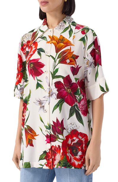 Шелковая рубашка DOLCE & GABBANA красного цвета по цене 191500 руб., арт. F5N17T/FSA7V, фото 3 Шелковая рубашка DOLCE & GABBANA, арт. F5N17T/FSA7V, фото 3