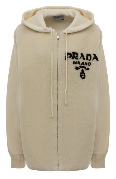 Женский кардиган с меховой отделкой PRADA, арт. P25I09-1Y1J-F0K74-212