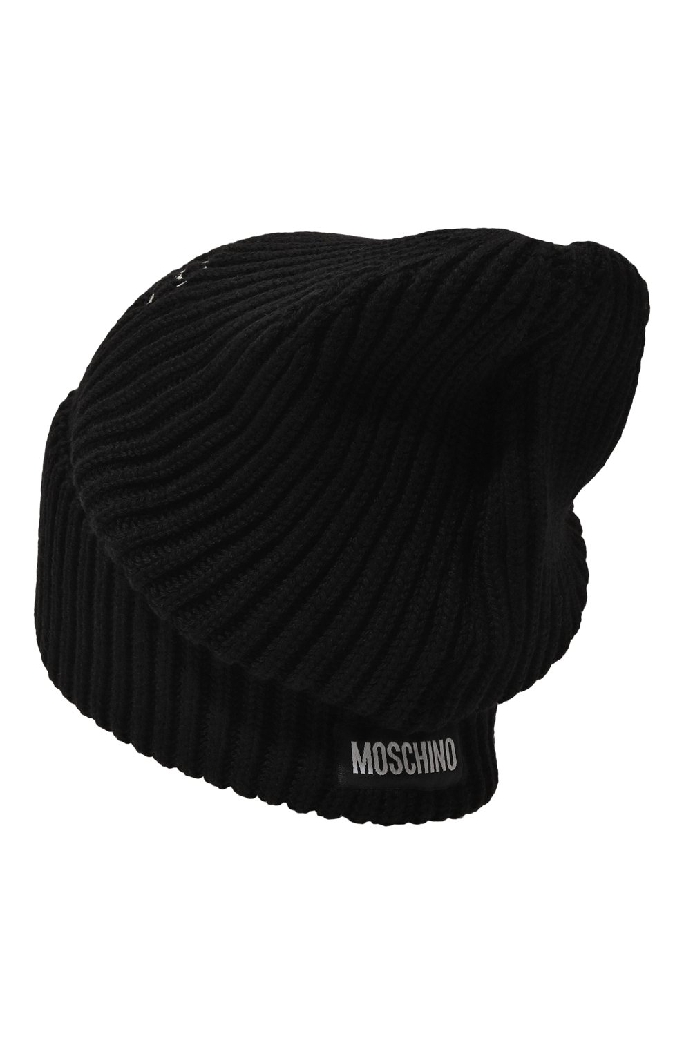 Шерстяная шапка MOSCHINO черного цвета по цене 17550 руб., арт. 65413/M3135, фото 2 Шерстяная шапка MOSCHINO, арт. 65413/M3135, фото 2