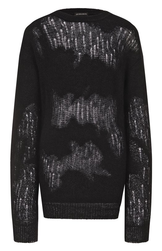 Свитер из шерсти и шелка Ann Demeulemeester B0013196/KN070 Чёрный B0013196/KN070