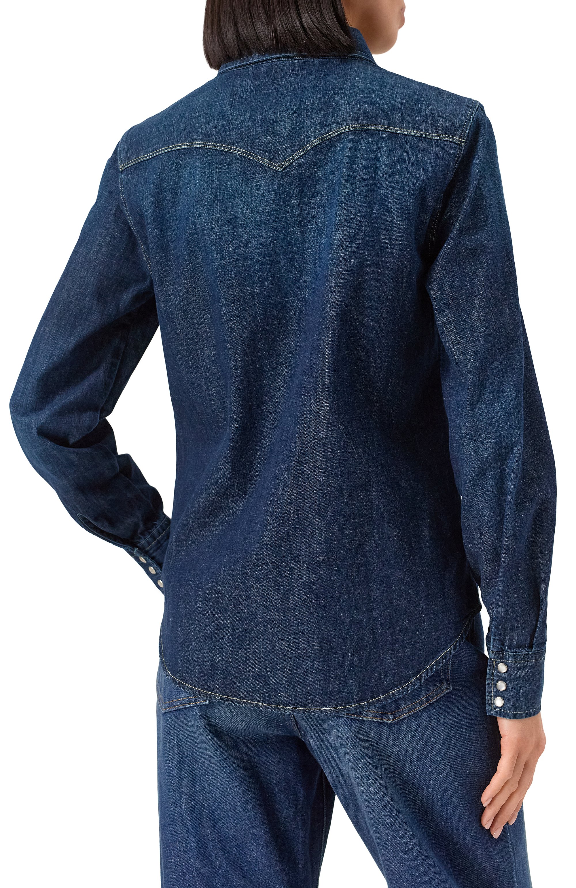 Джинсовая рубашка MVST темно-синего цвета по цене 81900 руб., арт. C0DY/B059, фото 4 Джинсовая рубашка MVST, арт. C0DY/B059, фото 4