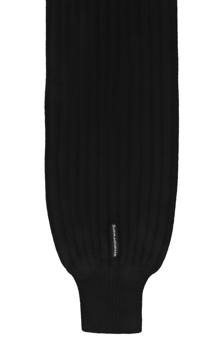 Женский шерстяной шарф ALEXANDER WANG черного цвета, арт. 1KC1259090 | Фото 4 (Нос: Не проставлено; Материал: Текстиль, Шерсть; Автоматизация состава: Проставлено)