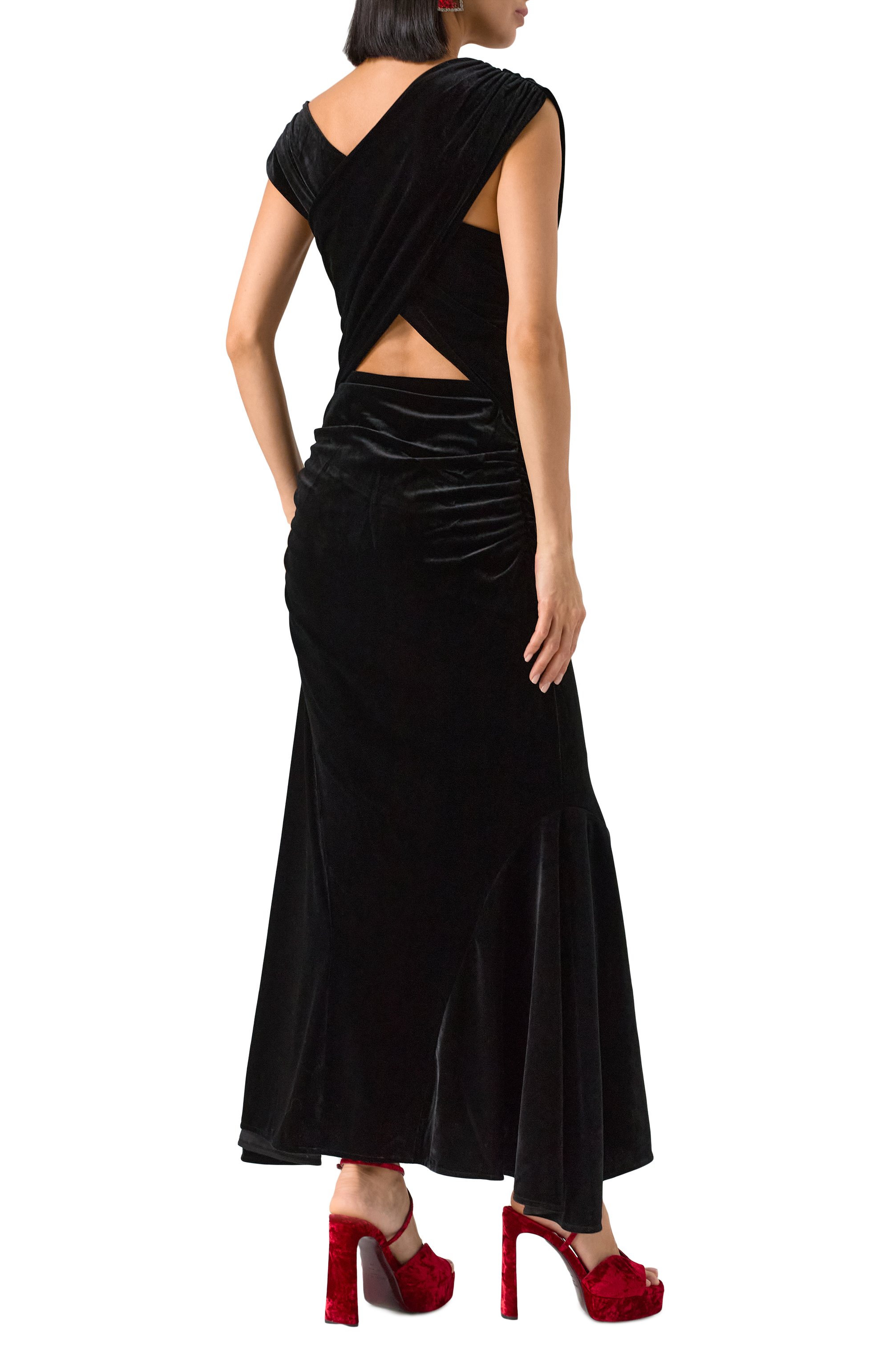 Бархатное платье GANNI черного цвета по цене 41200 руб., арт. T4102, фото 4 Бархатное платье GANNI, арт. T4102, фото 4