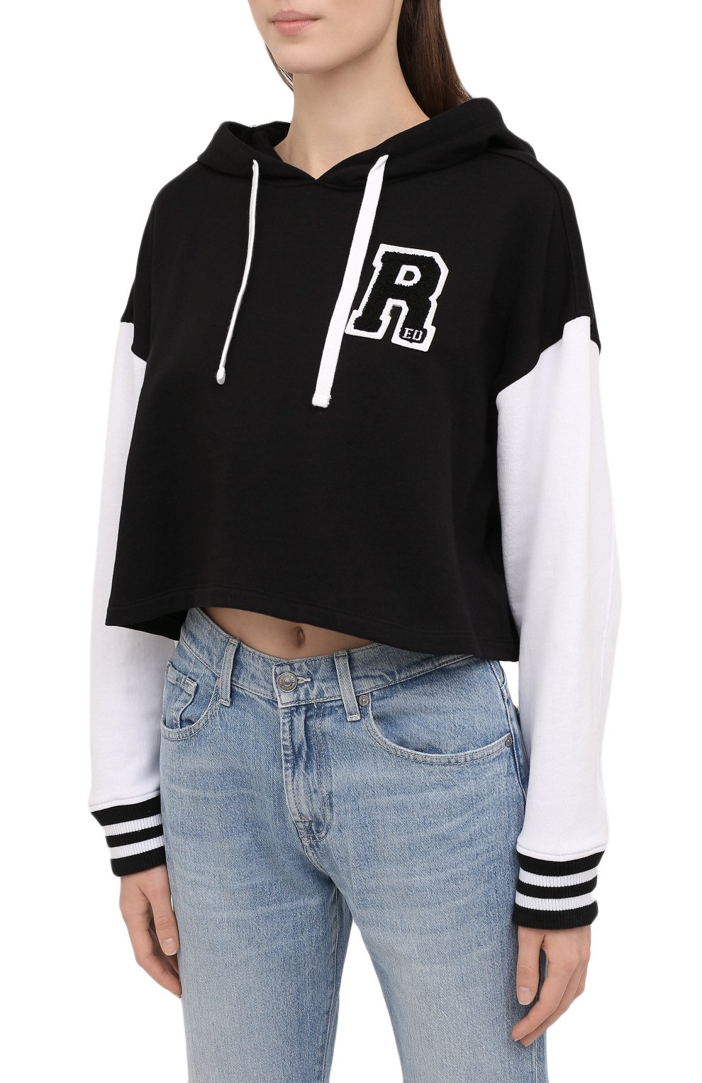 Хлопковое худи REDVALENTINO черно-белого цвета по цене 48400 руб., арт. XR3MF08Y/6DY, фото 3 Хлопковое худи REDVALENTINO, арт. XR3MF08Y/6DY, фото 3
