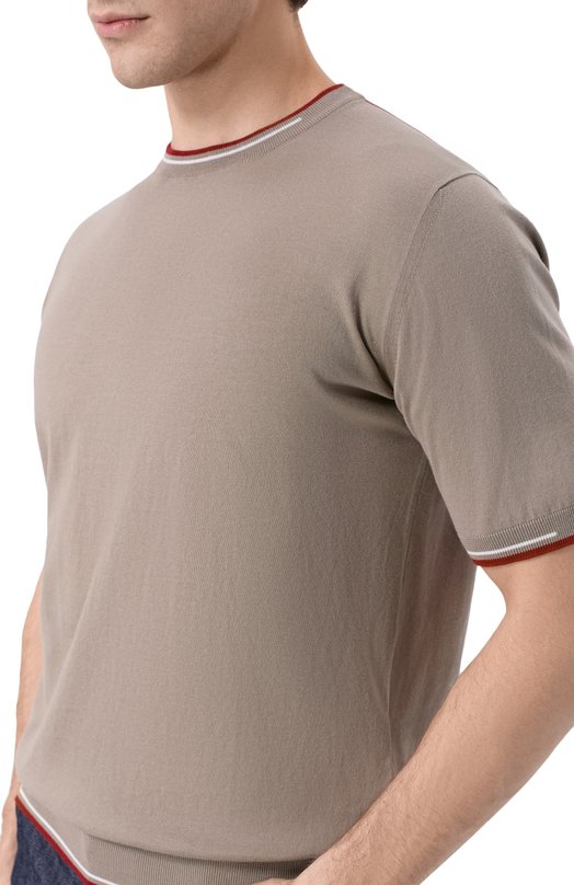 Хлопковый джемпер Stefano Ricci K313051G10/F26146 Бежевый  K313051G10/F26146 Фото 5