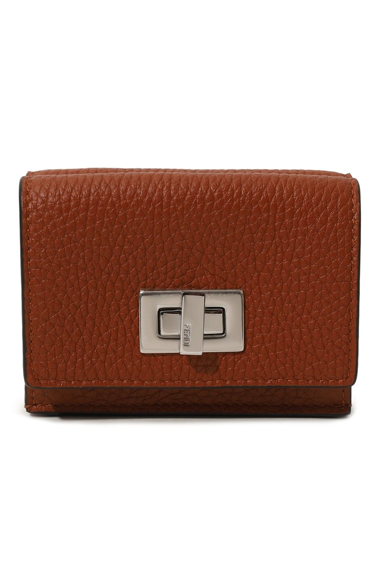 Женские кожаное портмоне FENDI коричневого цвета, арт. 8M0426/A91B/F1E1W | Фото 1 (Материал сплава: Проставлено; Нос: Не проставлено; Материал: Натуральная кожа)
