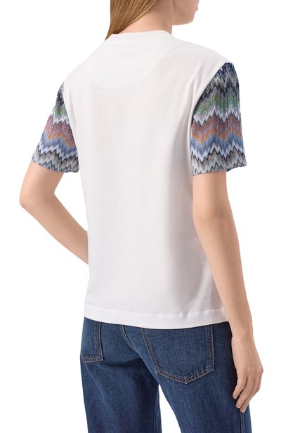 Хлопковая футболка MISSONI белого цвета по цене 41700 руб., арт. DS26SL05/BJ00QR, фото 4 Хлопковая футболка MISSONI, арт. DS26SL05/BJ00QR, фото 4