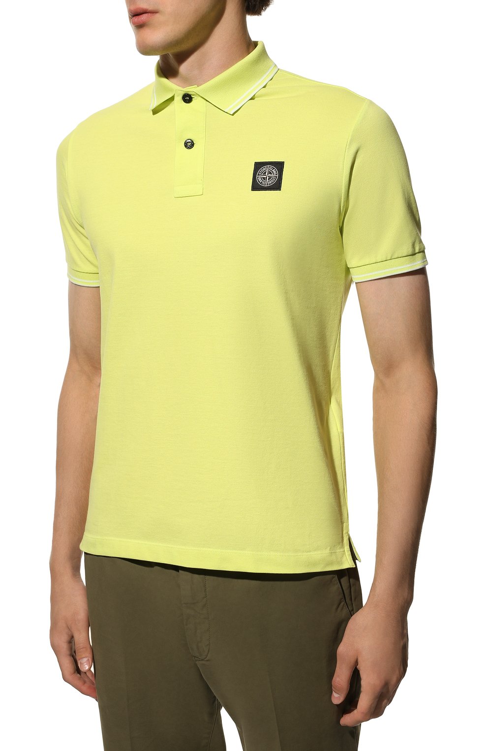 Мужское желтое хлопковое поло STONE ISLAND купить в интернет