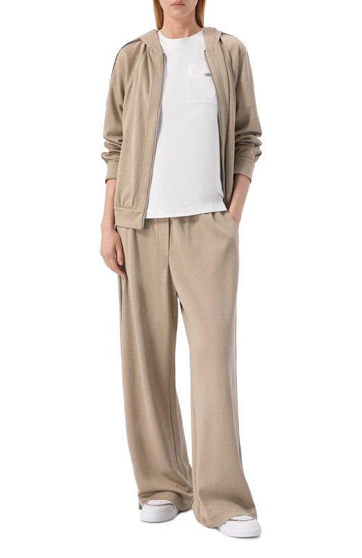 Хлопковая футболка Brunello Cucinelli MPT81EC710 Белый  MPT81EC710 Фото 2
