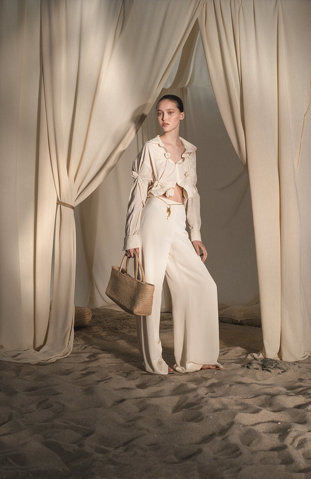 Хлопковая блузка JACQUEMUS, арт. 22H223SH027/1061OFFWHITE, фото 6