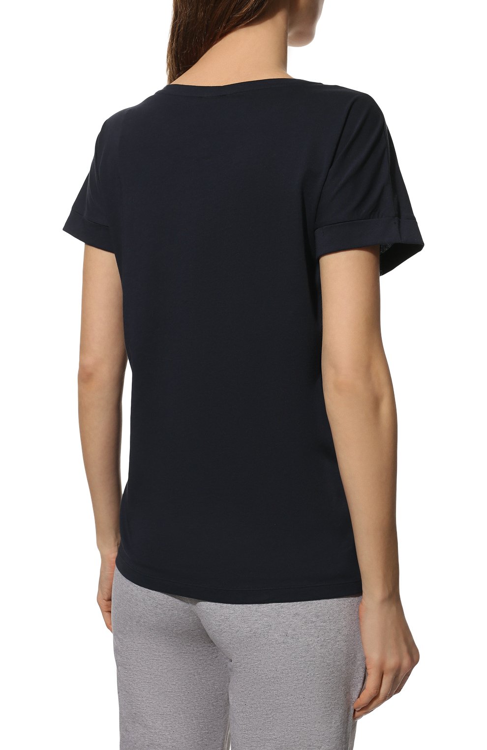 Хлопковая футболка EMPORIO ARMANI темно-синего цвета по цене 7650 руб., арт. 164340/2R255, фото 4 Хлопковая футболка EMPORIO ARMANI, арт. 164340/2R255, фото 4