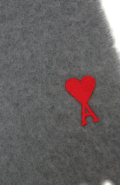 Шерстяной шарф AMI серого цвета по цене 26150 руб., арт. H20A400.330, фото 2 Шерстяной шарф AMI, арт. H20A400.330, фото 2