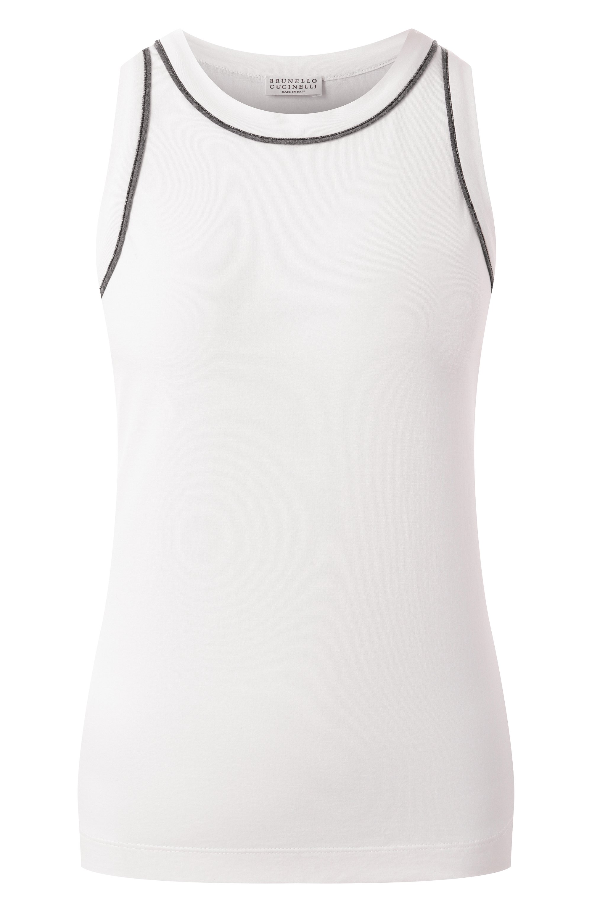 Хлопковая майка BRUNELLO CUCINELLI белого цвета по цене 92400 руб., арт. M0T81FP340, фото 1 Хлопковая майка BRUNELLO CUCINELLI, арт. M0T81FP340, фото 1