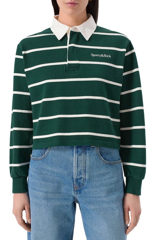 Хлопковое поло Sporty and Rich ST008606300GR51 Зелёный  ST008606300GR51 Фото 3