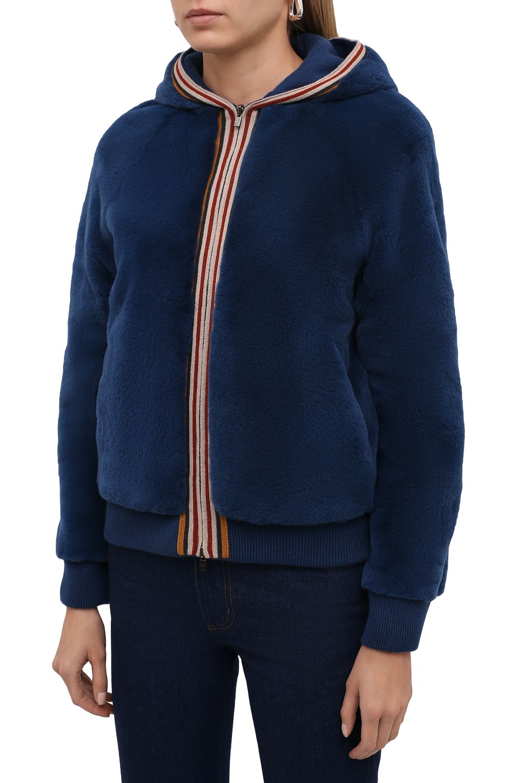 Кардиган с меховой подкладкой LORO PIANA бирюзового цвета по цене 1370000 руб., арт. FAL7051, фото 6 Кардиган с меховой подкладкой LORO PIANA, арт. FAL7051, фото 6