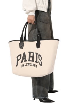 Женская сумка-тоут cities paris jumbo large BALENCIAGA черного цвета, арт. 689271/2106M | Фото 2 (Драгоценные камни: Проставлено; Материал сплава: Проставлено; Размер: large; Материал: Текстиль)