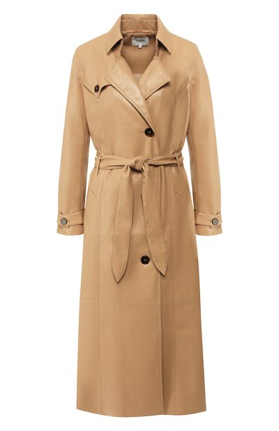 Женское пальто с поясом NANUSHKA, арт. CHIARA_PALE CARAMEL_VEGAN LEATHER