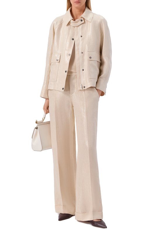 Льняные брюки Brunello Cucinelli ML596P8492 Бежевый  ML596P8492 Фото 2