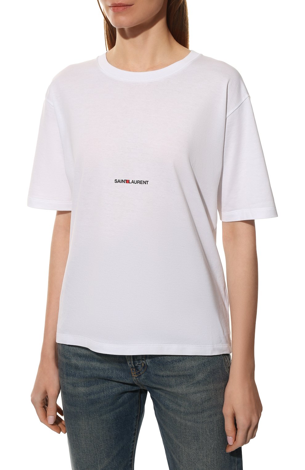 Хлопковая футболка SAINT LAURENT белого цвета по цене 49950 руб., арт. 460876/YB2DQ, фото 3 Хлопковая футболка SAINT LAURENT, арт. 460876/YB2DQ, фото 3