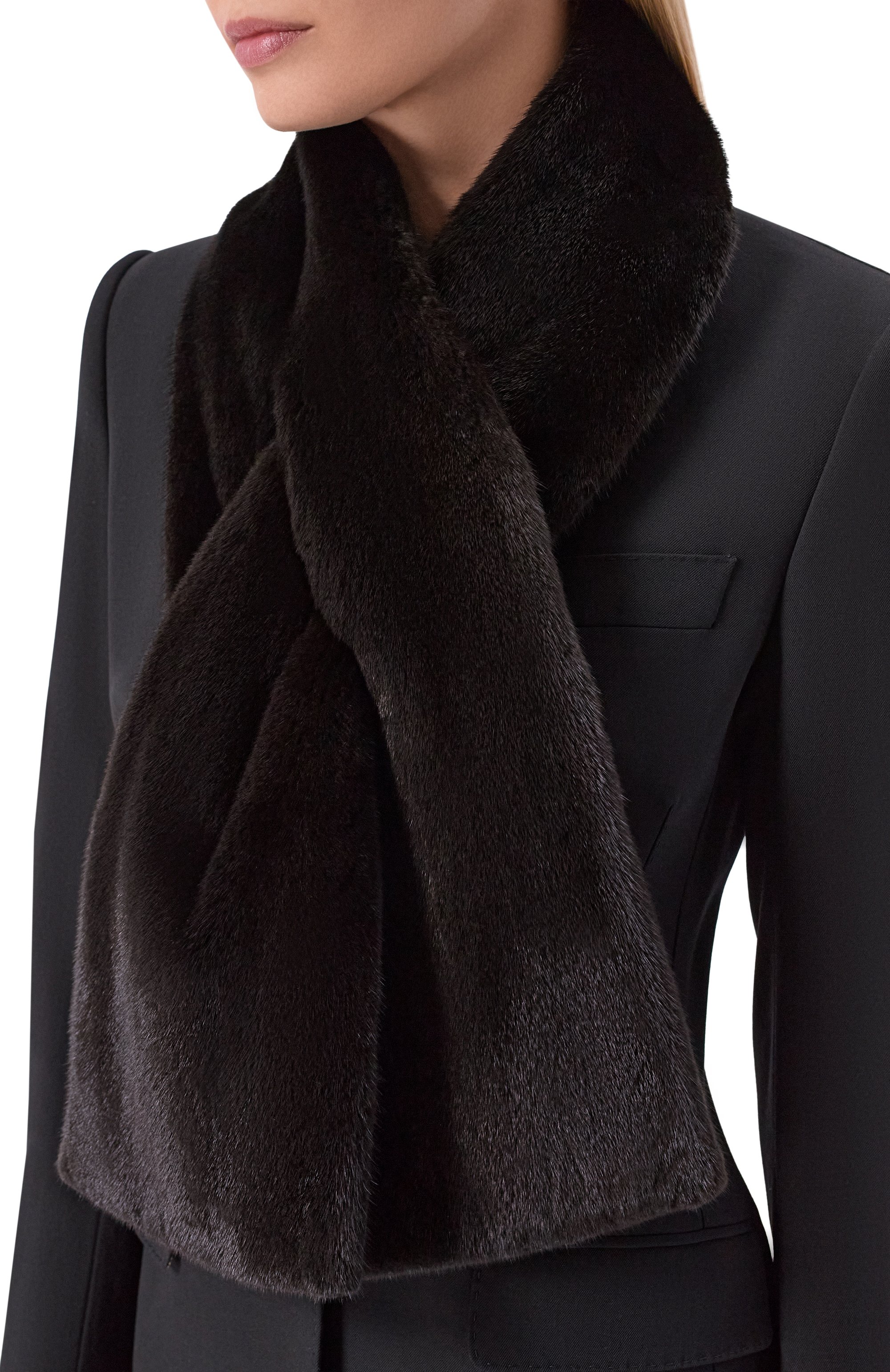 Меховой шарф из норки MVST черного цвета по цене 205000 руб., арт. MSC-01 MINK BLACK, фото 2 Меховой шарф из норки MVST, арт. MSC-01 MINK BLACK, фото 2