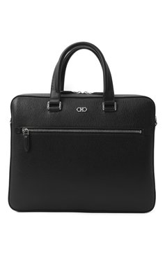 Мужская портфель gancini FERRAGAMO черного цвета, арт. 240986/753418 | Фото 1 (Размер: large; Ремень/цепочка: На ремешке; Драгоценные камни: Проставлено; Материал сплава: Проставлено; Материал: Натуральная кожа; Сумки-технические: Портфели)