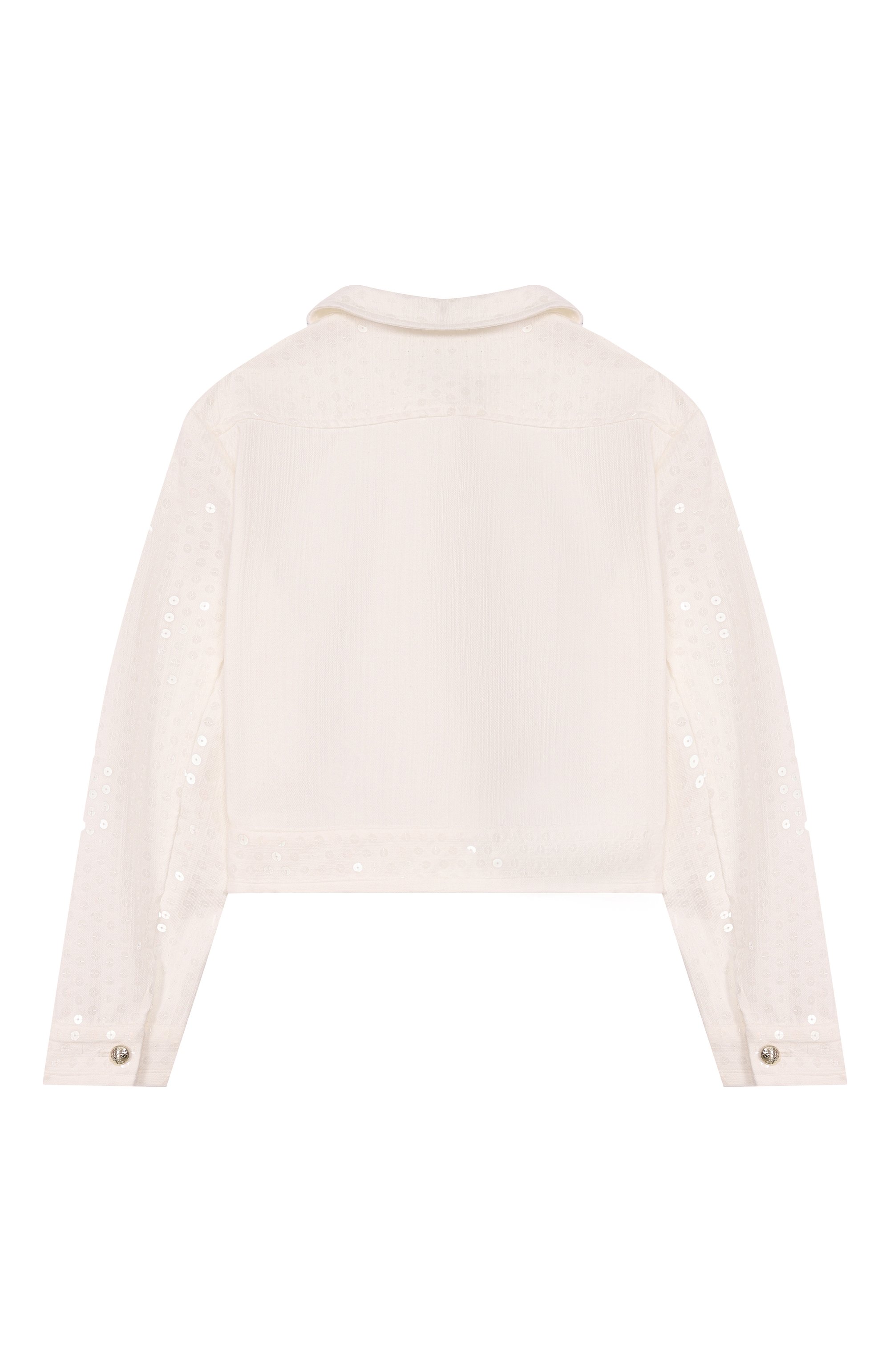 Джинсовая куртка ELIE SAAB JUNIOR кремового цвета по цене 68950 руб., арт. EFGC019/TS1075_001, фото 2 Джинсовая куртка ELIE SAAB JUNIOR, арт. EFGC019/TS1075_001, фото 2