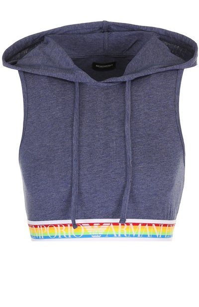 Хлопковый кроп-топ с капюшоном EMPORIO ARMANI, арт. 163923/8P217, фото 1