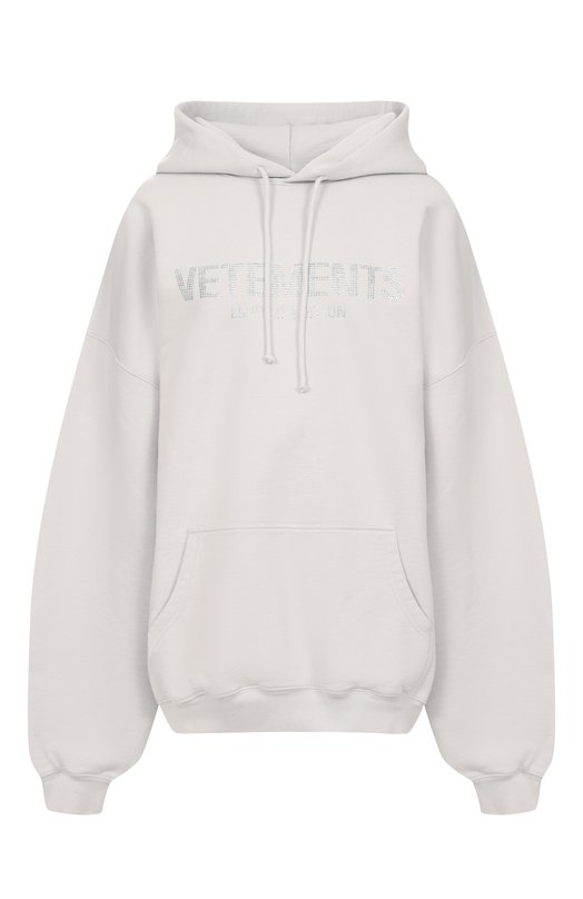 Хлопковое худи VETEMENTS UE54HD240W/1302 M0LLET0N Серый UE54HD240W/1302 M0LLET0N