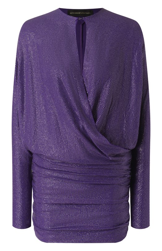 

Платье из вискозы с отделкой стразами Alexandre Vauthier, Фиолетовый
