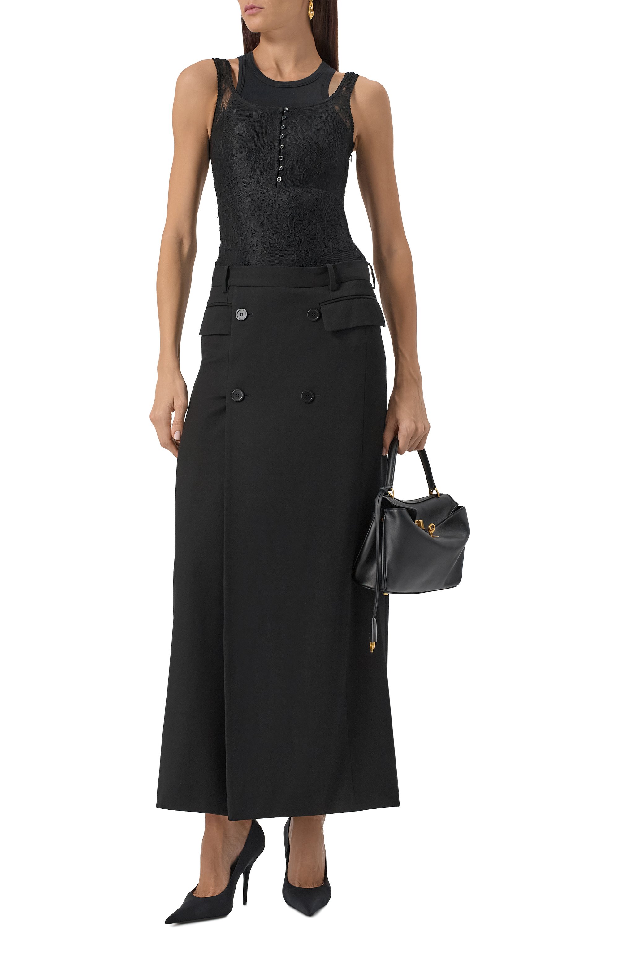 Юбка из вискозы и шерсти BALENCIAGA черного цвета по цене 189000 руб., арт. 838768/TRT01, фото 2 Юбка из вискозы и шерсти BALENCIAGA, арт. 838768/TRT01, фото 2