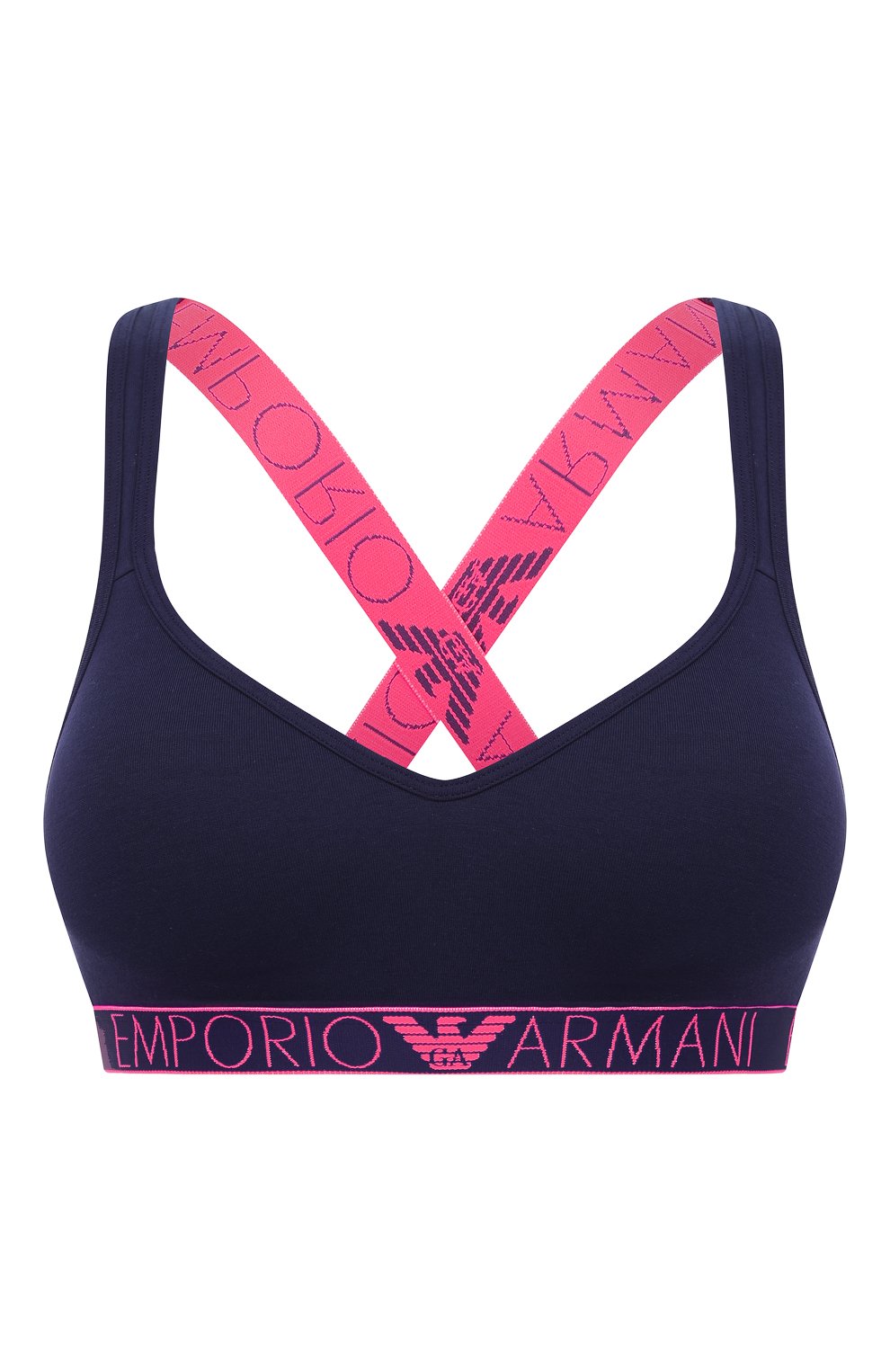 Хлопковый бюстгальтер EMPORIO ARMANI темно-синего цвета по цене 8185 руб., арт. 163995/0A317, фото 1 Хлопковый бюстгальтер EMPORIO ARMANI, арт. 163995/0A317, фото 1