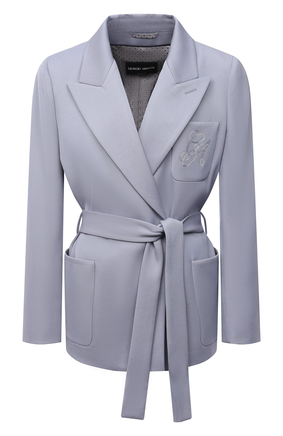 Шерстяной жакет GIORGIO ARMANI голубого цвета по цене 226500 руб., арт. 1WHGG0N0/T02N4, фото 1 Шерстяной жакет GIORGIO ARMANI, арт. 1WHGG0N0/T02N4, фото 1