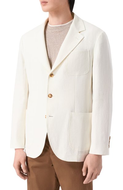 Льняной пиджак BRUNELLO CUCINELLI белого цвета по цене 451500 руб., арт. MW4317BND, фото 3 Льняной пиджак BRUNELLO CUCINELLI, арт. MW4317BND, фото 3