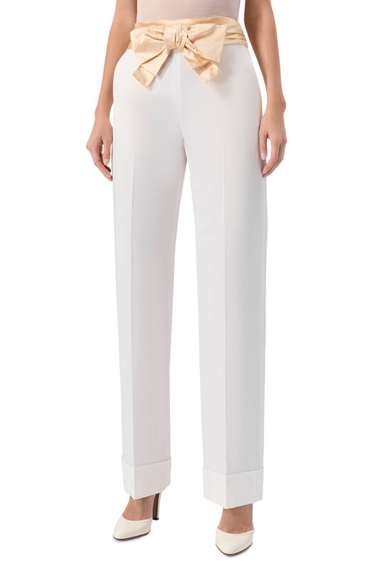 Брюки из хлопка и льна Valentino 7B3RB6F4/8T1 Белый  7B3RB6F4/8T1 Фото 3