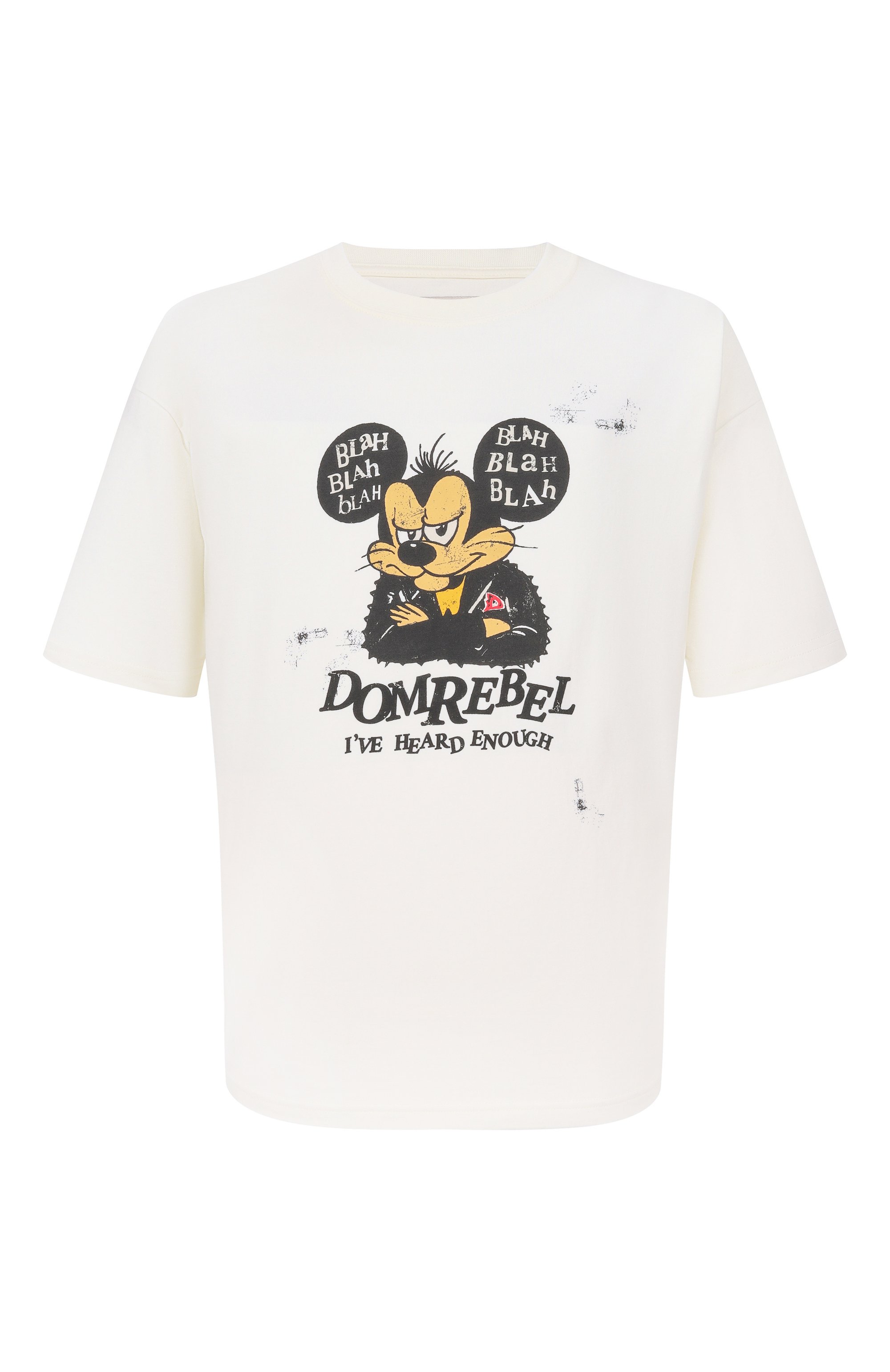 Хлопковая футболка DOMREBEL кремового цвета по цене 23900 руб., арт. M BLABLA/T-SHIRT, фото 1 Хлопковая футболка DOMREBEL, арт. M BLABLA/T-SHIRT, фото 1