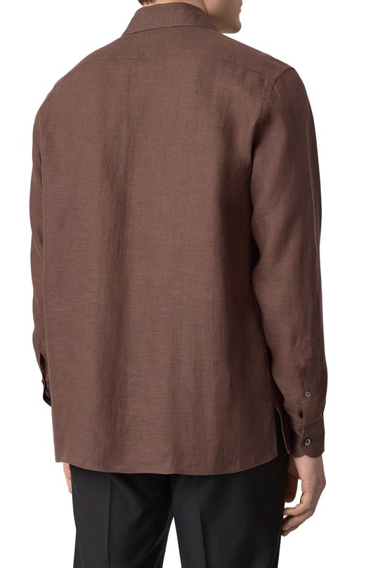 Льняная рубашка Corneliani 25P213-2511648 Коричневый  25P213-2511648 Фото 4