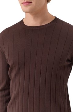 Мужской хлопковый джемпер CORNELIANI коричневого цвета, арт. 25M513-2525153 | Фото 5 (Материал сплава: Проставлено; Рукава: Длинные; Драгоценные камни: Проставлено; Длина (для топов): Стандартные; Мужское Кросс-КТ: Джемперы; Принт: Без принта; Стили: Кэжуэл; Вырез: Круглый; Материал внешний: Хлопок)