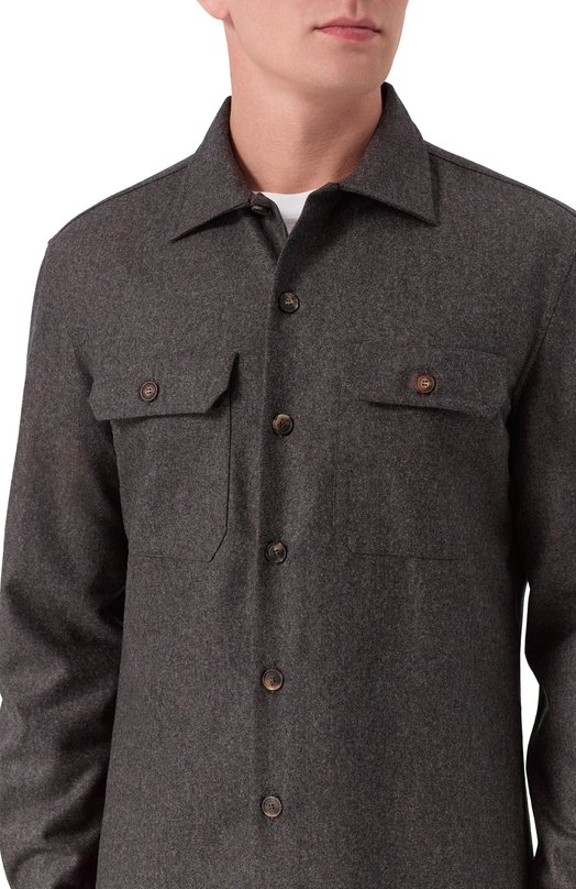 Шерстяная рубашка Brunello Cucinelli M038P0720 Коричневый  M038P0720 Фото 5