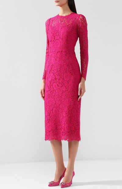 Кружевное платье-миди с круглым вырезом DOLCE & GABBANA, арт. F69Q7T/HLMHW, фото 3